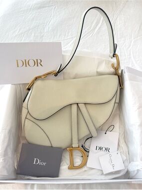 Dior Saddle Shoulder Bag in Cream with Gold Hardware
